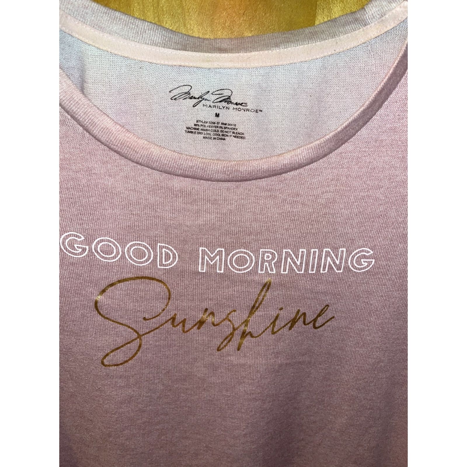 Vintage Marilyn Monroe Womens Medium Pink GOOD MORNING SUNSHINE Light Soft Sweatshirt 💋 Size M / US 6-8 / IT 42-44 - 3 Thumbnail