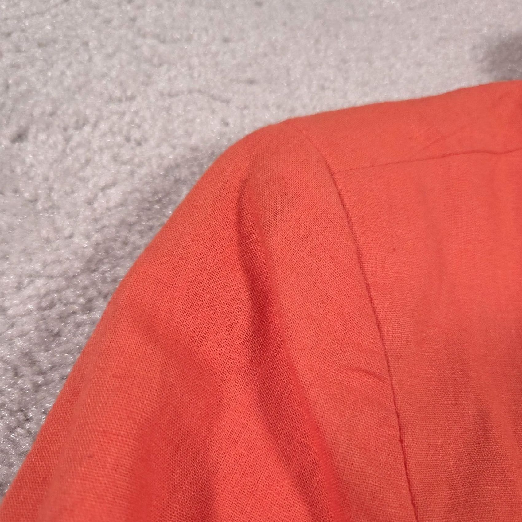 Vintage Chadwicks Jacket Women's 12 Orange Linen Cotton Stand Collar Button Front Pockets Size XL / US 12-14 / IT 48-50 - 7 Thumbnail