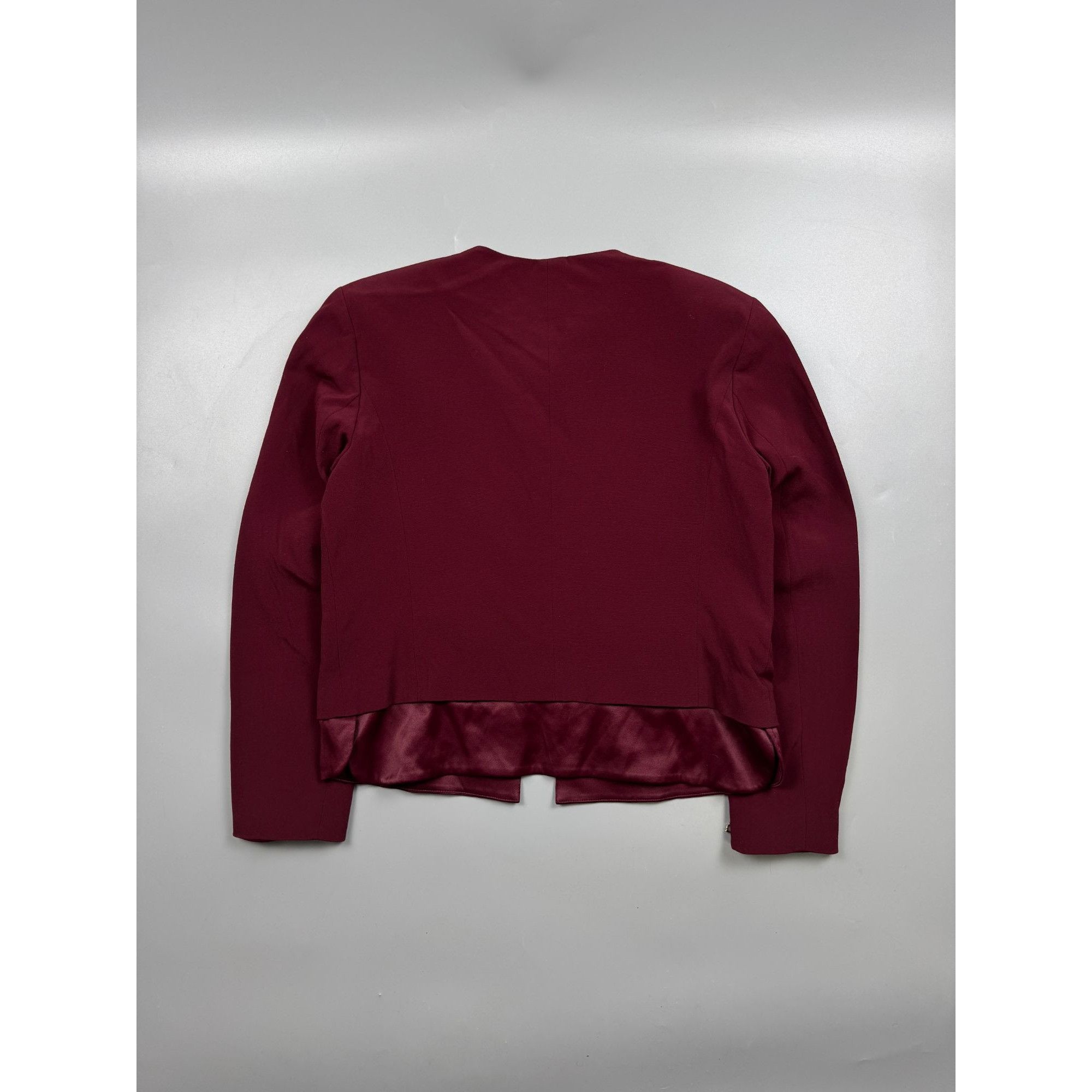 Sandro Sandro Paris Collarless Burgundy Viscose Blazer (Y1181) Size S / US 4 / IT 40 - 9 Thumbnail