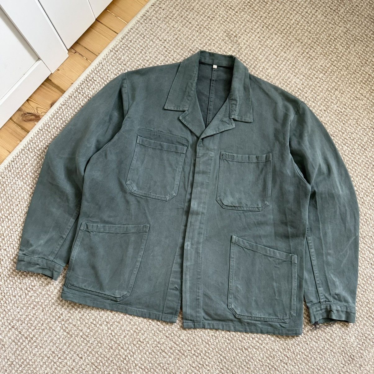 French vintage distressed faded workwear jacket