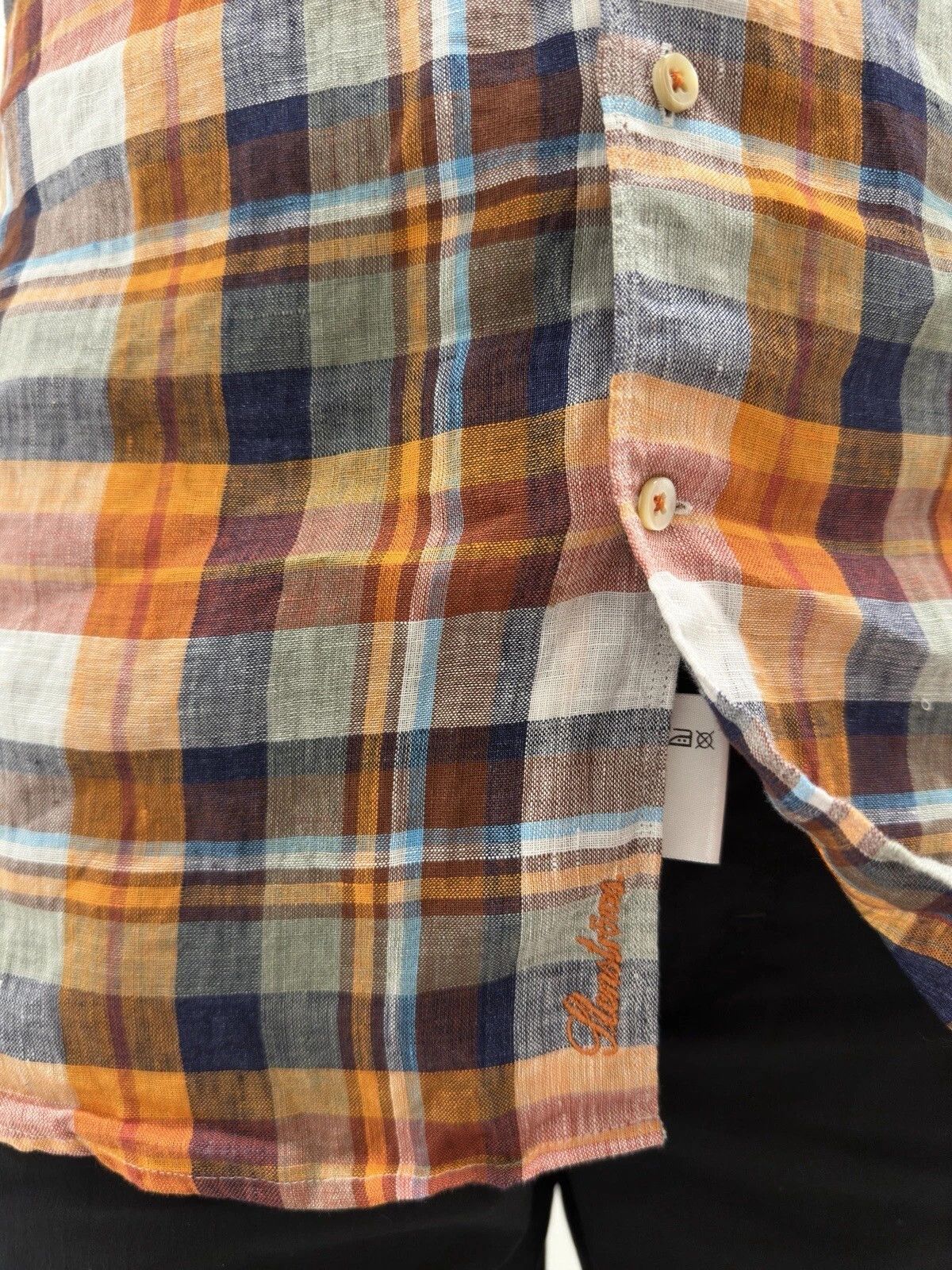 Strenstroms Stenströms Stenstroms Linen Plaid Checked Shirt Mens Buttons Size US L / EU 52-54 / 3 - 9 Thumbnail