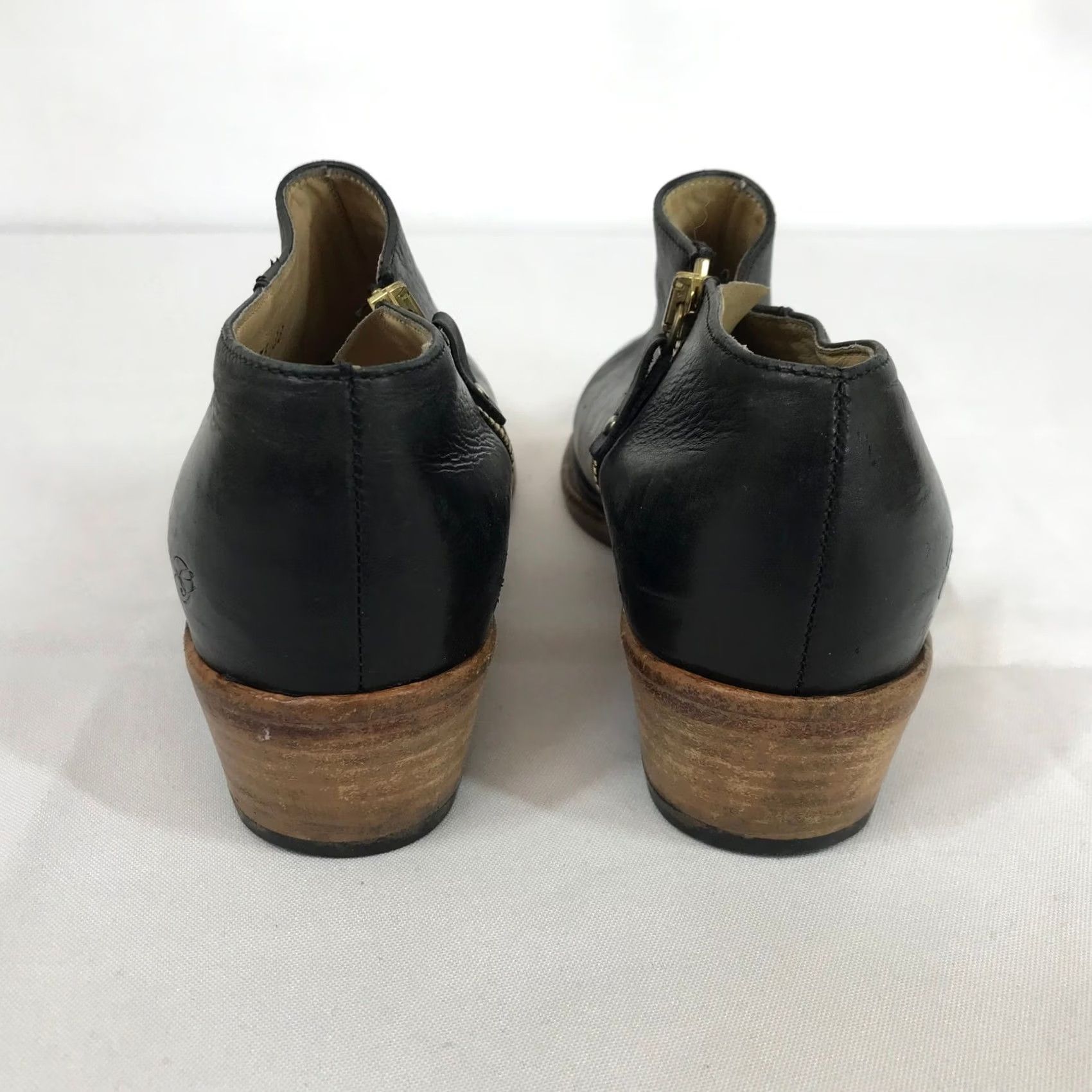 Vintage Sartori Gold Black Leather Ankle Boot Side Zip Block Heel Made in Italy Women 38 Size US 8 / IT 38 - 2 Thumbnail