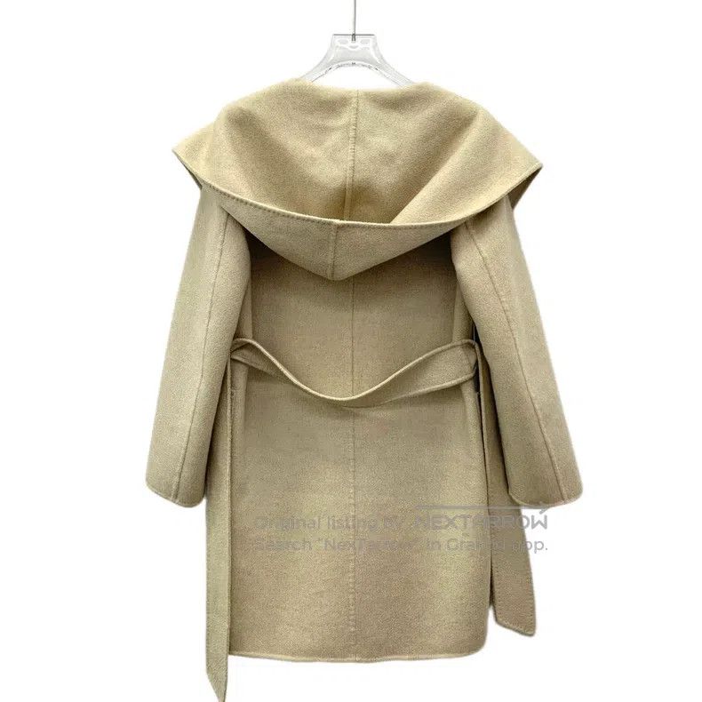 Max Mara Max Mara Khaki Goat Hair Hooded Belted Long Sleeve Coat Size XS / US 0-2 / IT 36-38 - 2 Thumbnail