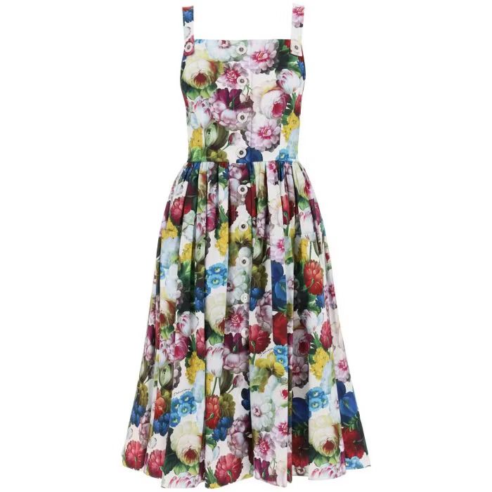 image of Dolce Gabbana O1S22I1N0424 Nocturnal Flower Shirt Dress In Multicolor, Women's (Size Medium)