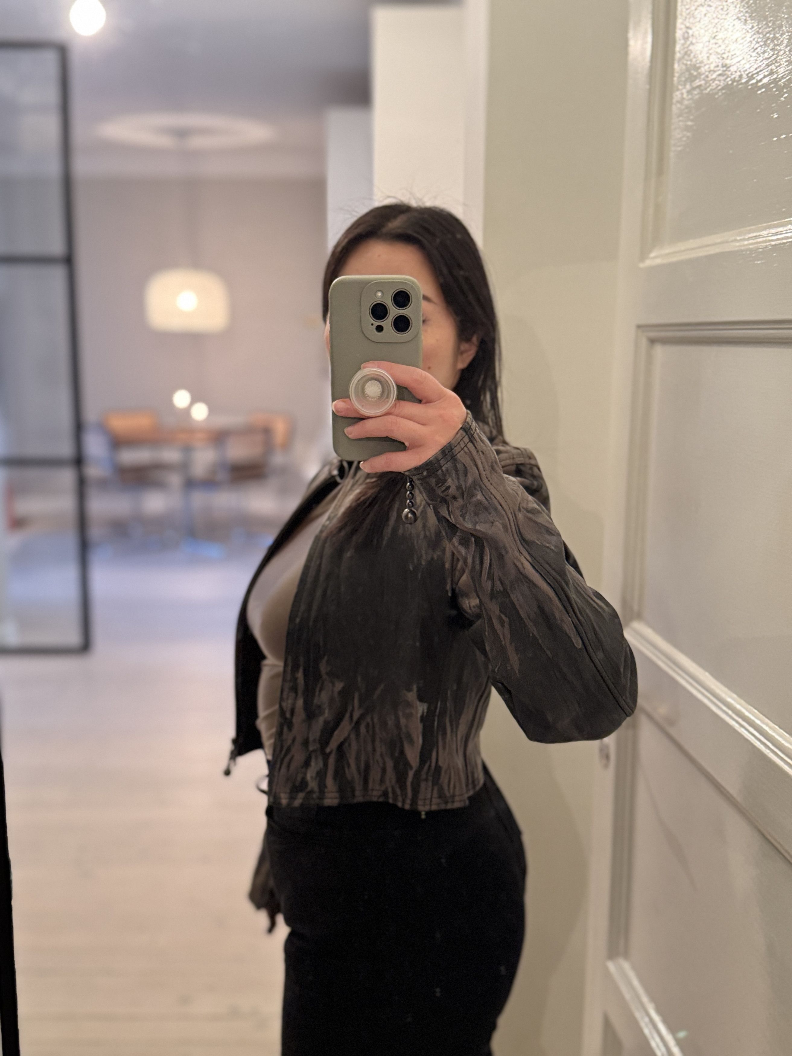 Acne Studios Creased Wrinkle Dye Lambskin Leather Cafe Jacket Size XS / US 0-2 / IT 36-38 - 19 Thumbnail