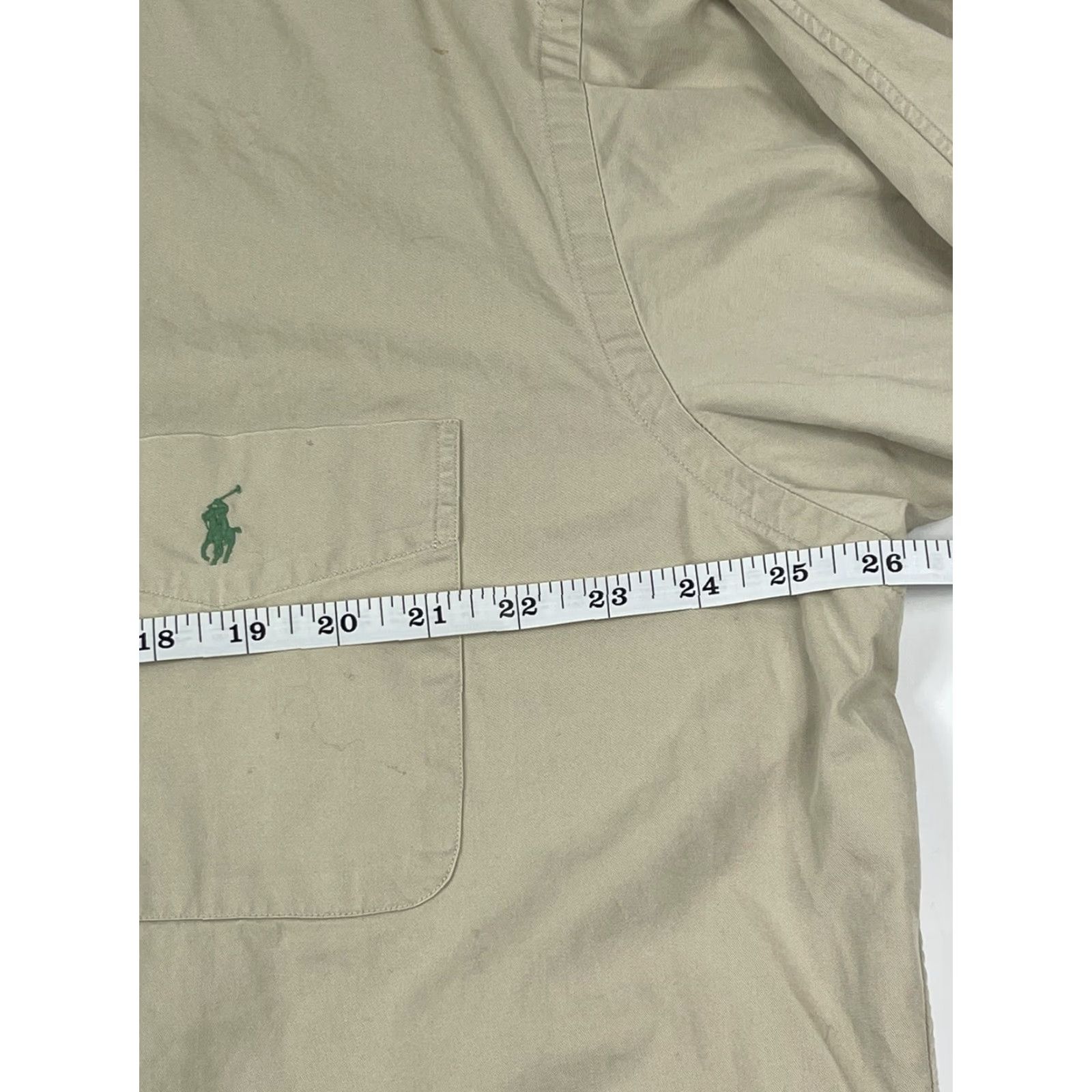 Ralph Lauren VINTAGE Ralph Lauren Polo Shirt Blake Button-Up Knit Cotton 2-Ply Brown Plaid Long Sleeve Mens L Tan Green Pony 90s Size 42R - 6 Thumbnail