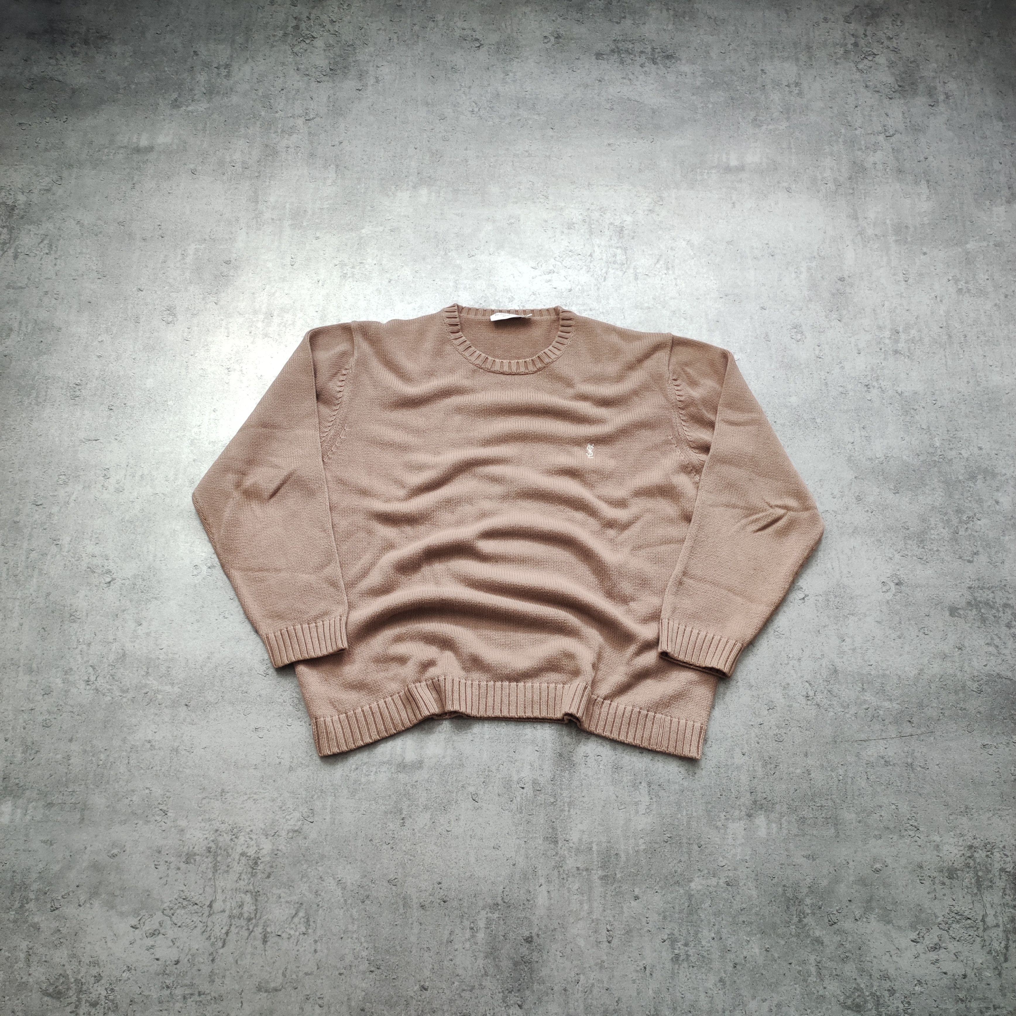 Yves Saint Laurent YSL Yves Saint Laurent Classic Beige Pique Logo Sweater Size US XL / EU 56 / 4 - 1 Thumbnail