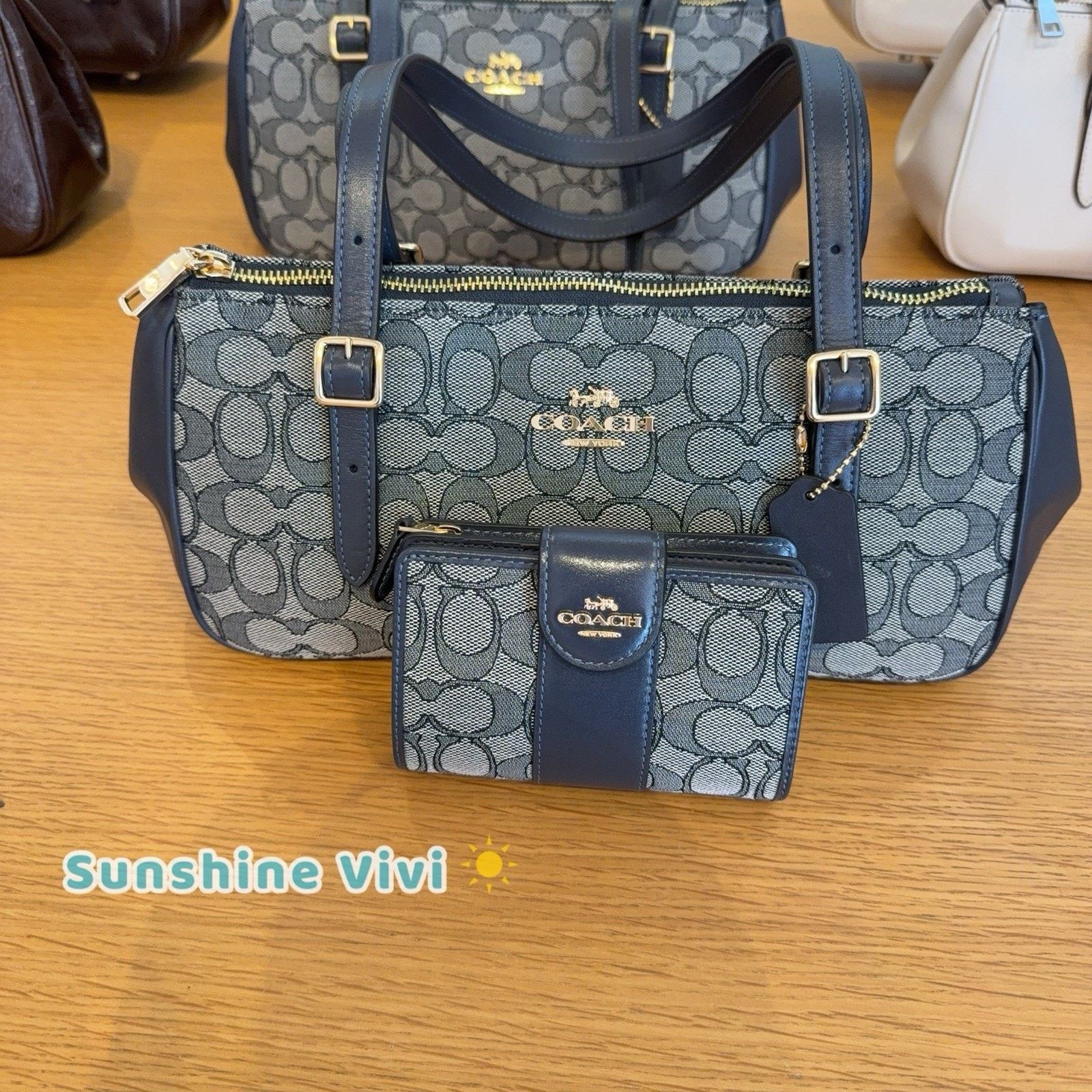 Coach NWT Bundle Coach Asher Bag CBJ03 & CU987 Zip Wallet Navy Size ONE SIZE - 1 Thumbnail