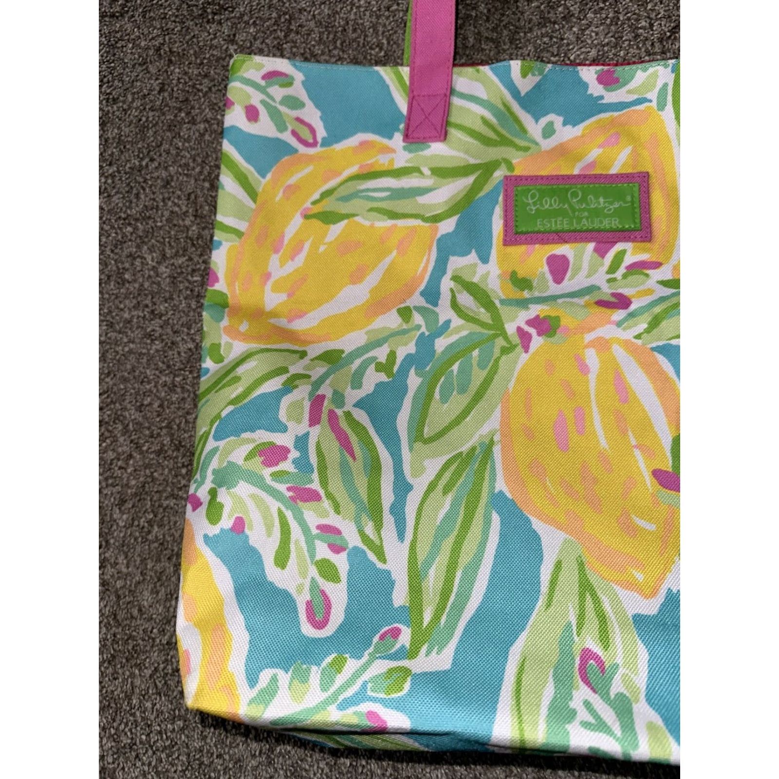 Lilly Pulitzer Lilly Pulitzer Tote Estee Lauder Canvas Lemon Beach Pink Multicolor Tote Woman Medium 15 in 16 in Open Closure Size ONE SIZE - 4 Thumbnail
