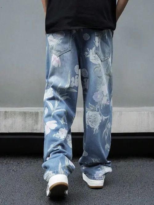 Jean Vintage Unique Printed Jeans Loose Fit Size US 34 / EU 50 - 4 Thumbnail
