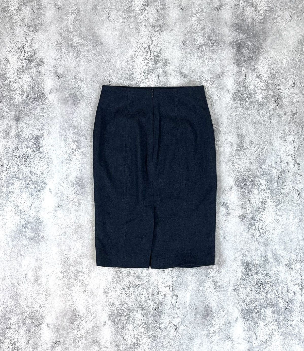 Blumarine Vintage Bluemarine Navy Wool Luxury Designer Midi Skirt Size 27" / US 4 / IT 40 - 2 Thumbnail
