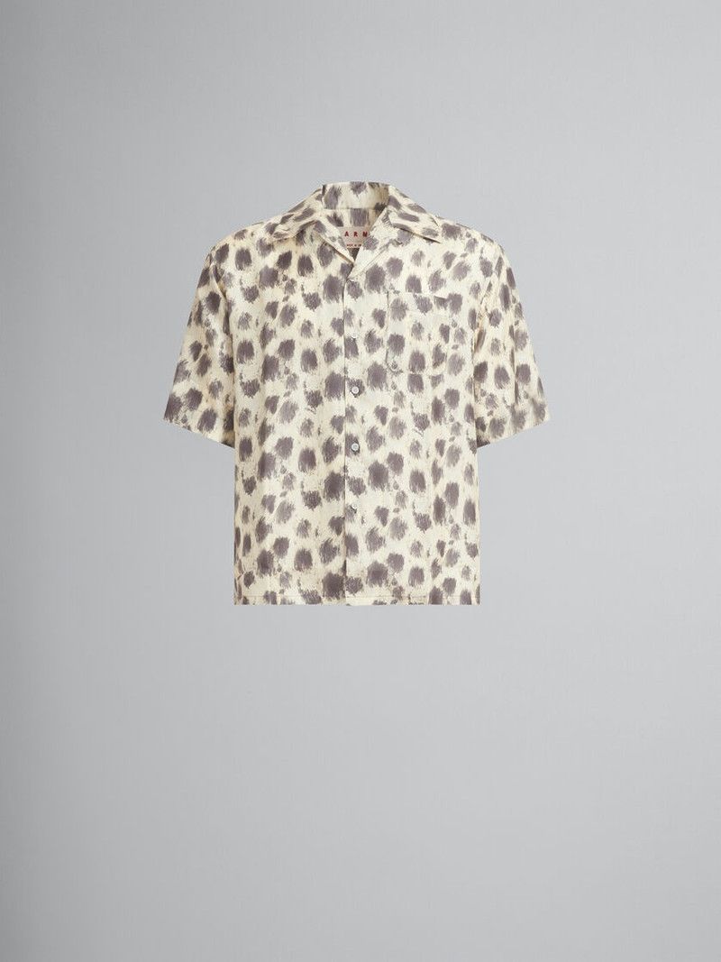 o1w1db11125 Silk Bowling Shirt in Light Yellow