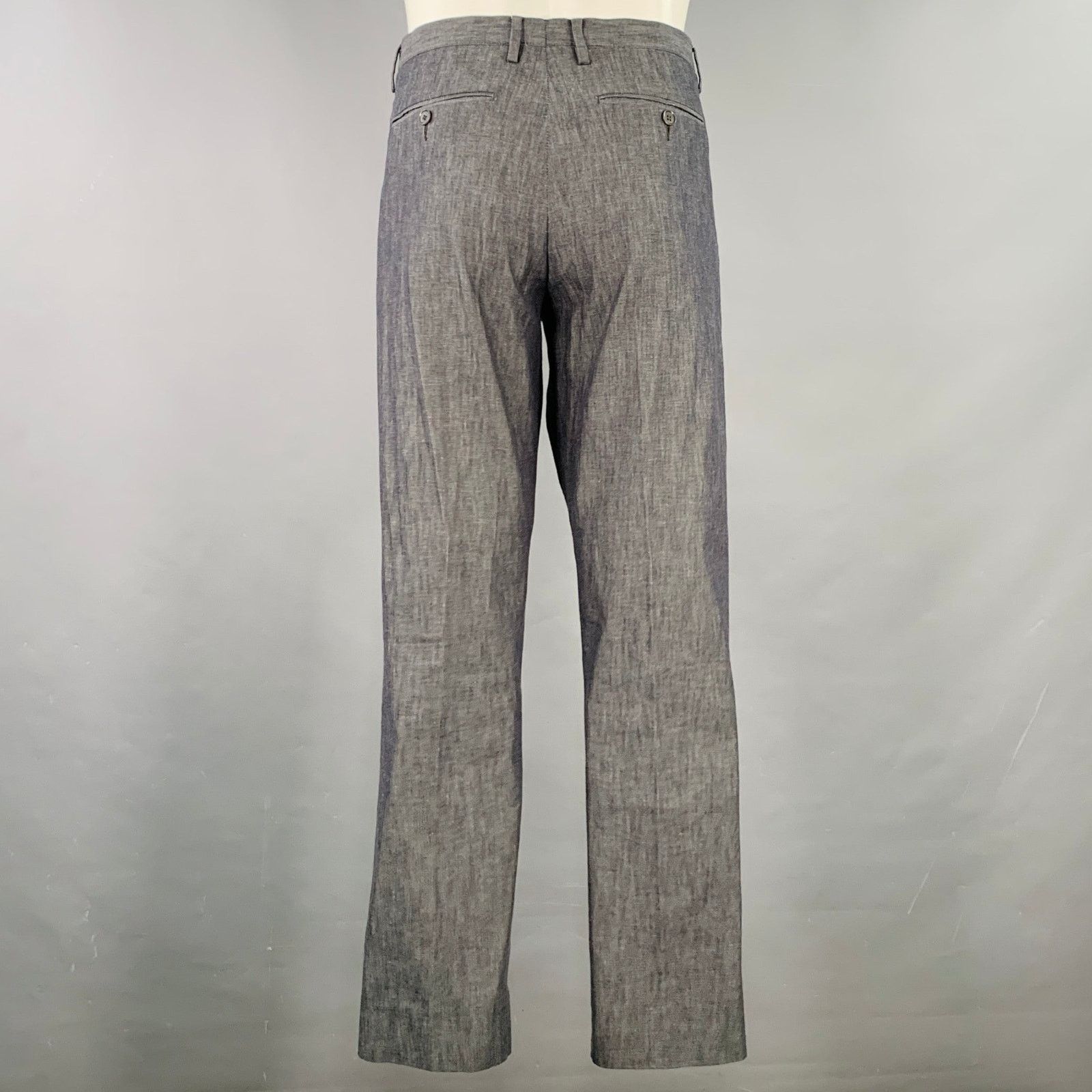Calvin Klein CALVIN KLEIN Grey Charcoal Cotton Linen Blend Suit Size 40S - 5 Thumbnail