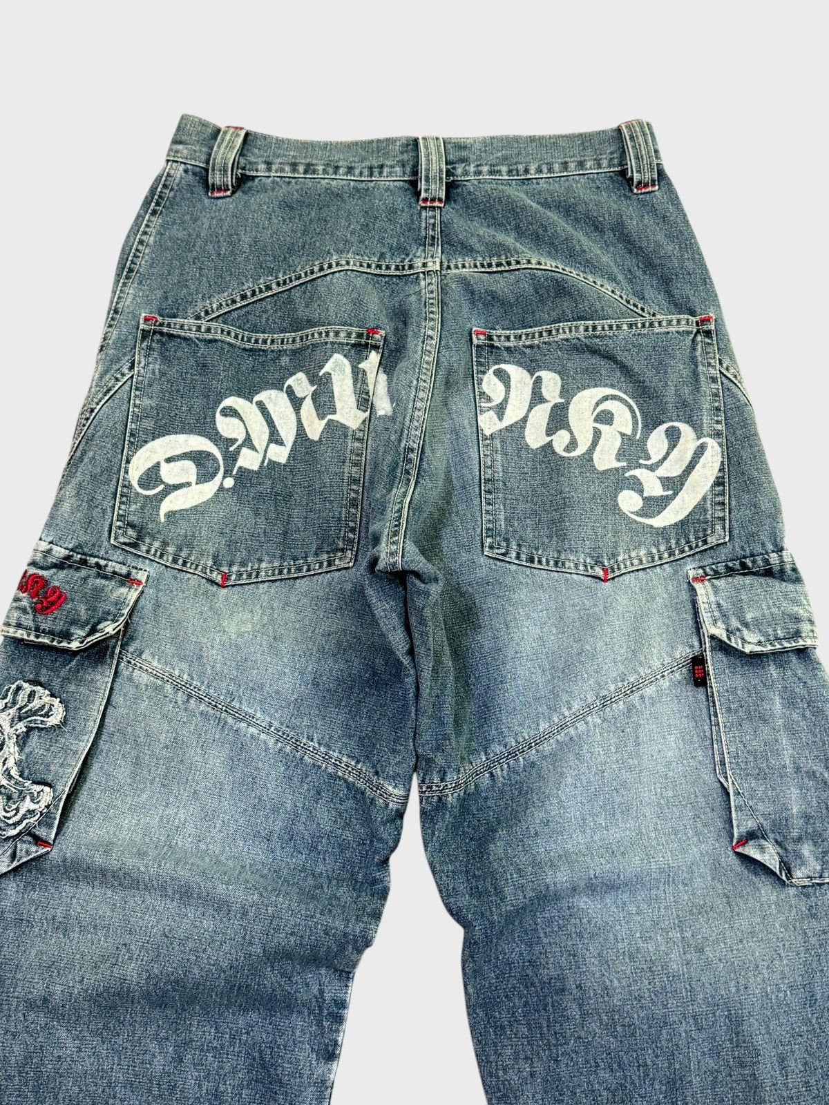 Japanese Brand BAGGY DRUNKNMUNKY CARGO SKULL PATCHES SPELLOUT DENIM Size US 27 - 10 Thumbnail