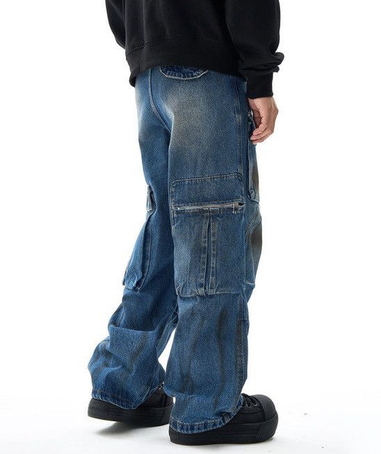 Japanese Brand × Vintage Outdoor retro faded dirty pleated cargo jeans pants Size US 30 / EU 46 - 3 Thumbnail