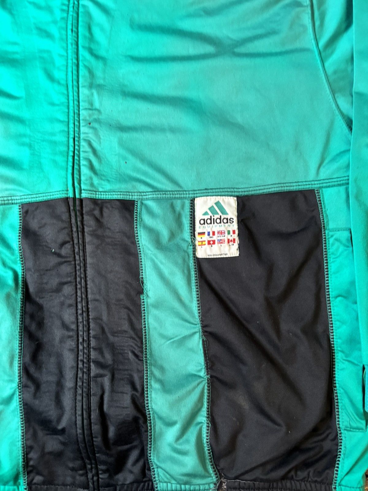 Adidas Vintage 90s Adidas Equipment EQT Track Jacket - Teal/Black Size US XL / EU 56 / 4 - 2 Thumbnail