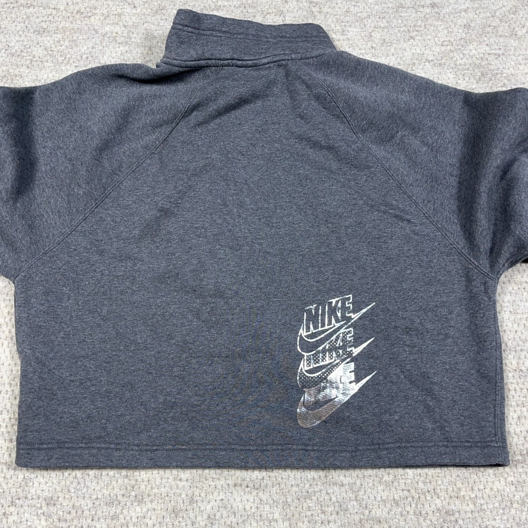 Nike Nike Sweatshirt Women Large Gray Cropped Pullover Quarter Zip Just Do It Size L / US 10 / IT 46 - 3 Thumbnail