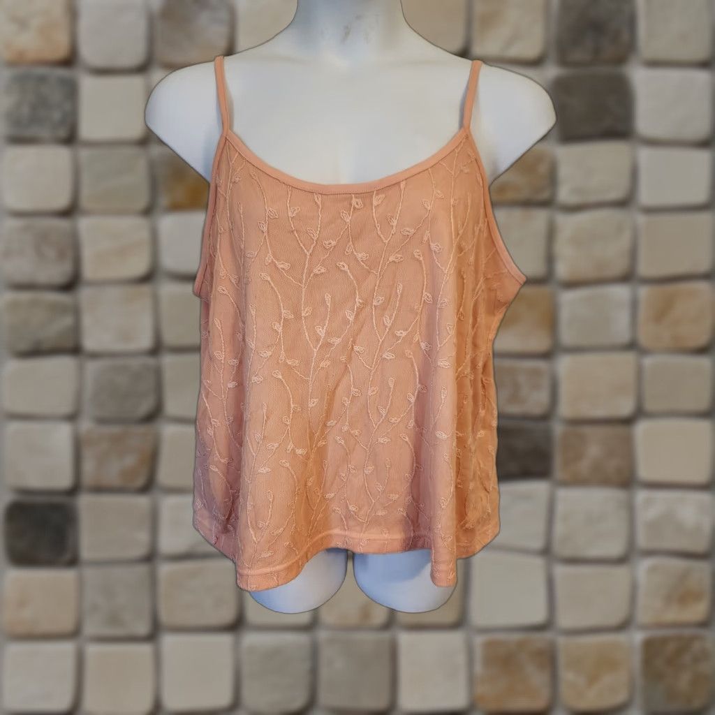 Vintage VINTAGE Designs & Co Lane Bryant Peach Lace Sleeveless Tank Top 22/24 Size 3XL / US 20-22 - 1 Thumbnail