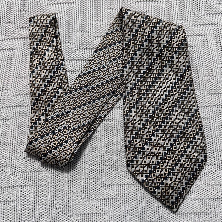 Bloomingdale's Vintage Bloomingdale's brown gray abstract stripe silk tie Size ONE SIZE - 1 Thumbnail