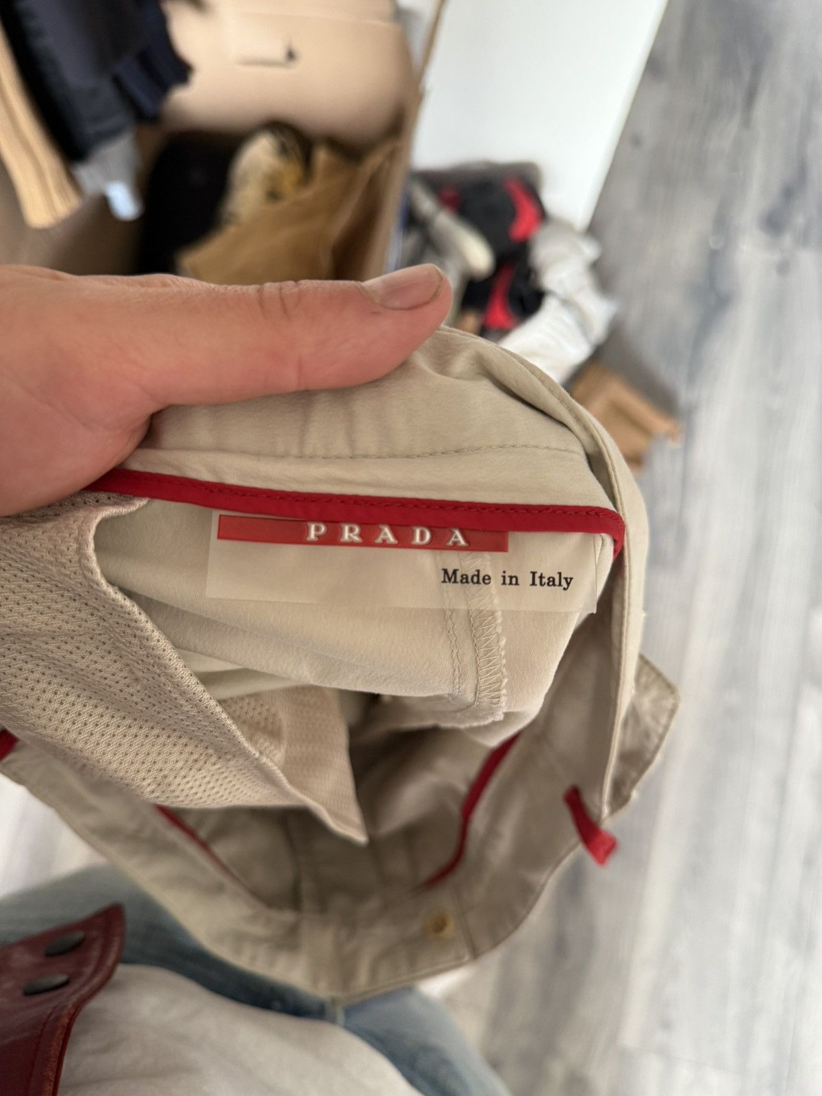 Prada Prada Sport Beige Technical Shorts with Red Tab Size US 30 / EU 46 - 8 Thumbnail