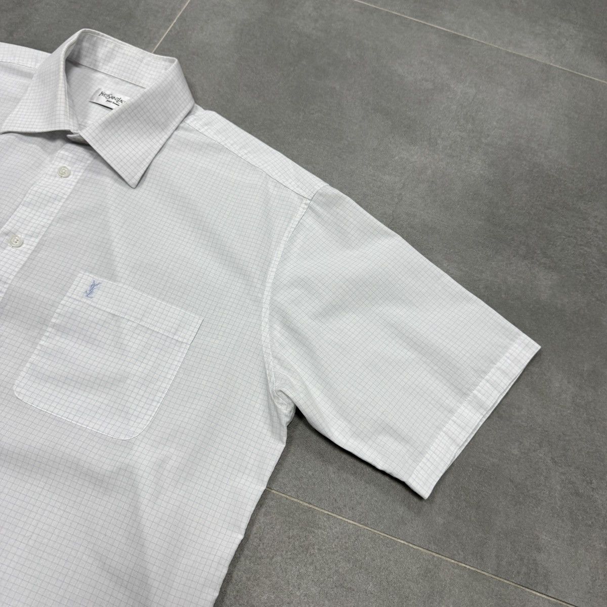 Yves Saint Laurent Yves Saint Laurent Short Sleeve Button Shirt White Checked Size US L / EU 52-54 / 3 - 7 Thumbnail