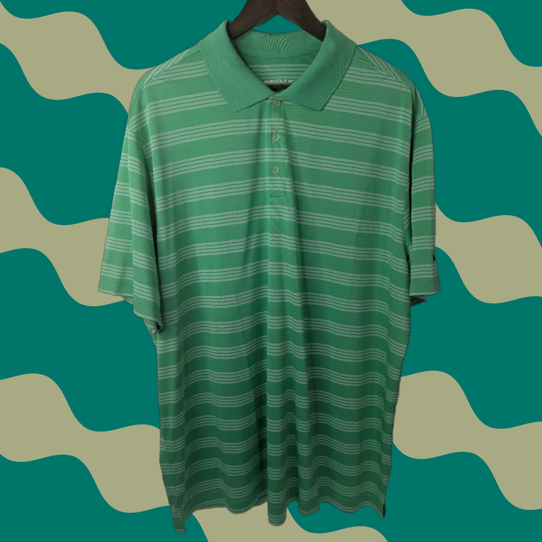 Nike Nike Golf Polo Shirt Mens 2XL Green Stripe Tour Performance Dri-FIT 452505-338 Size US XXL / EU 58 / 5 - 1 Thumbnail
