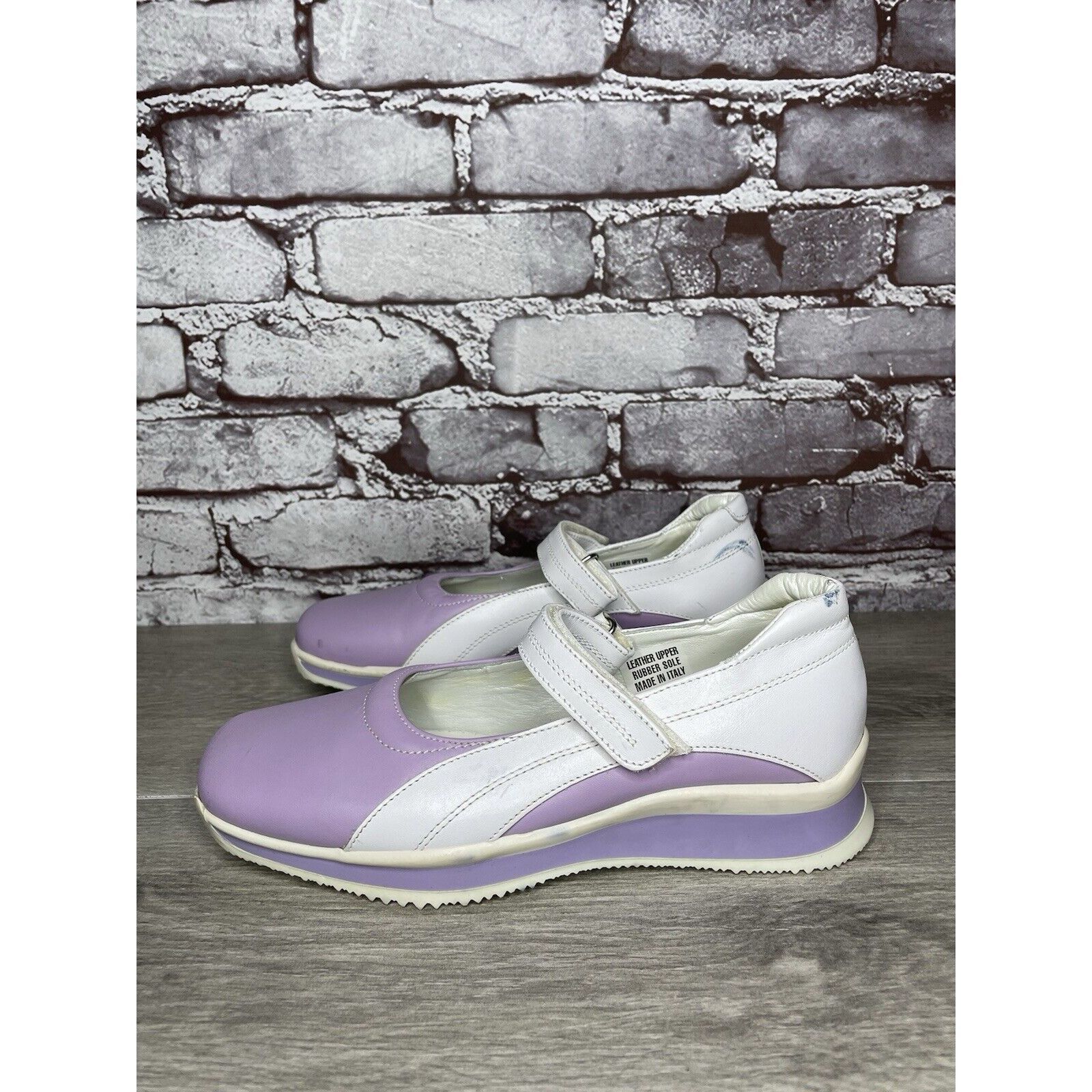 Other Halogen Purple Leather White MaryJane Strap Wedge Comfort Sh Size US 6 / IT 36 - 1 Thumbnail
