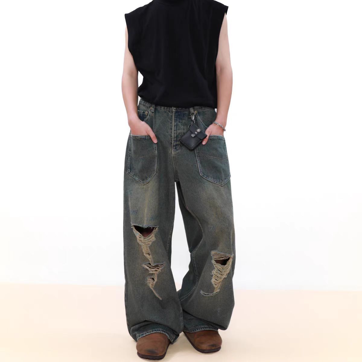 Japanese Brand × Jean High Street Ripped Straight Loose Vintage Jeans Size US 32 / EU 48 - 5 Thumbnail