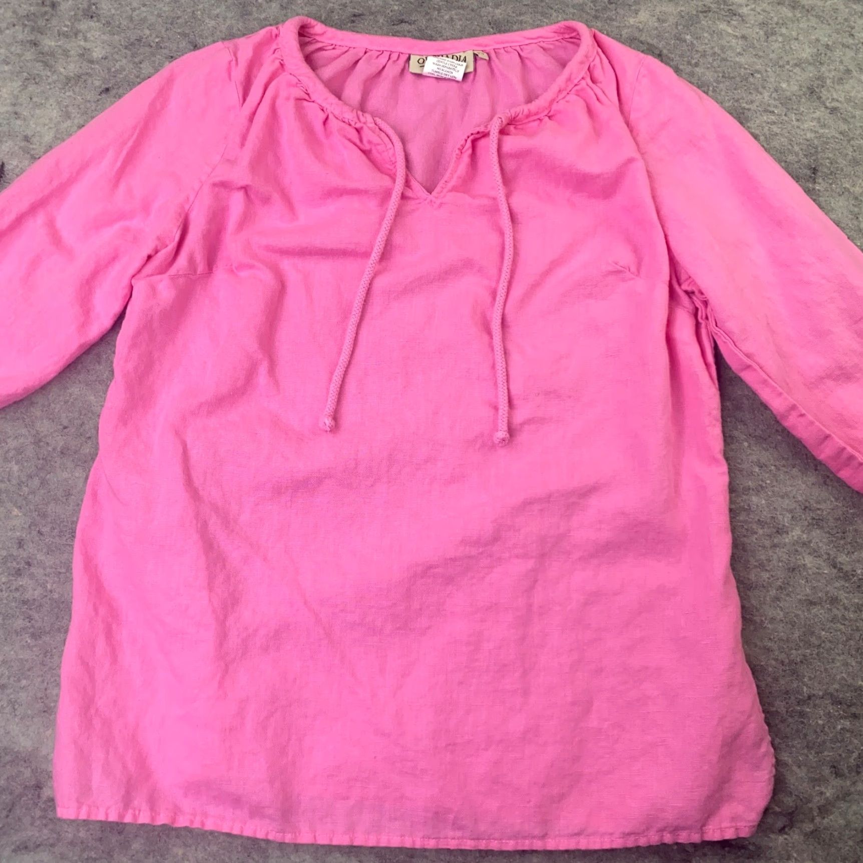 Ralph Lauren Orchadia Shirt Womens Petite Small Pink 3/4 Sleeve BOHO Peasant Top Flown Linen Size S / US 4 / IT 40 - 2 Thumbnail