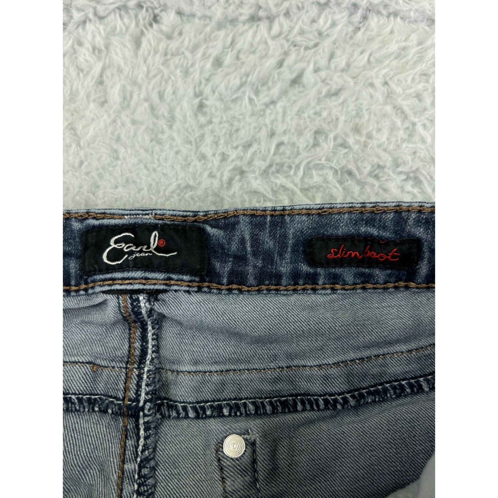 Vintage Earl Jean Jeans Women 25 Blue Denim Slim Boot Medium Wash Low Rise Embroidered Pants Size 42" / US 20 - 3 Thumbnail
