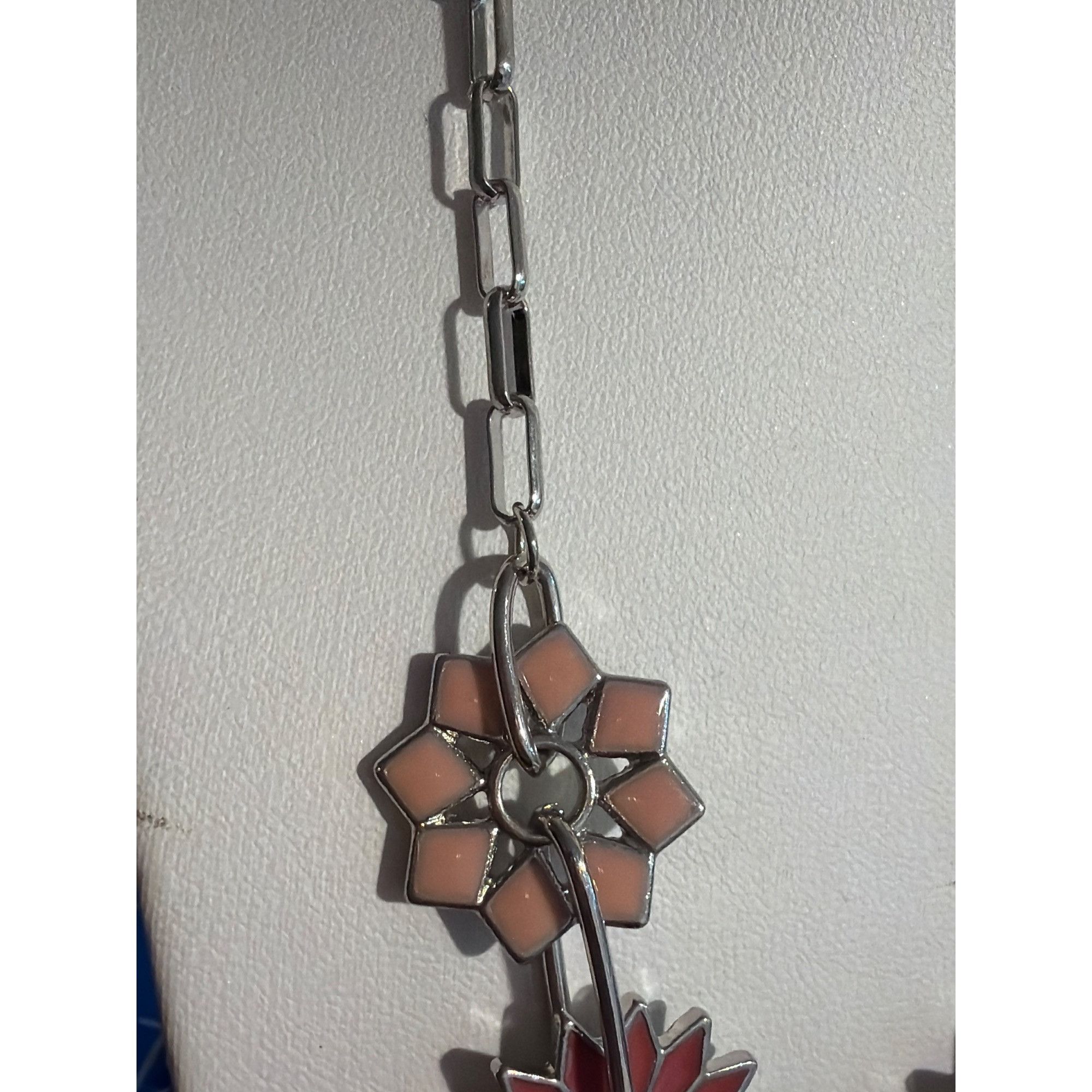 Other Christopher Banks Silver Tone Necklace Pink Enamel Flowers P Size ONE SIZE - 3 Thumbnail