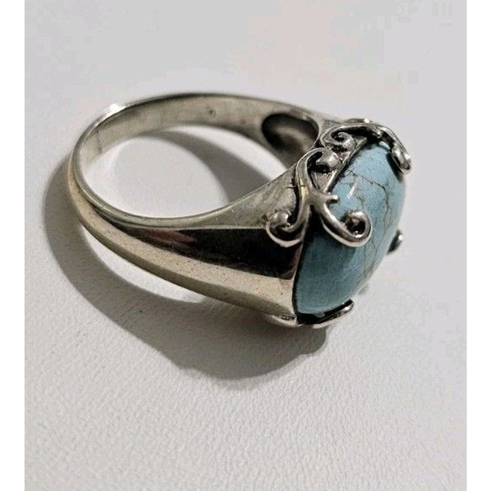 Sterling Silver Blue Stone 925 Silver Ring Size 9 Size ONE SIZE - 6 Thumbnail