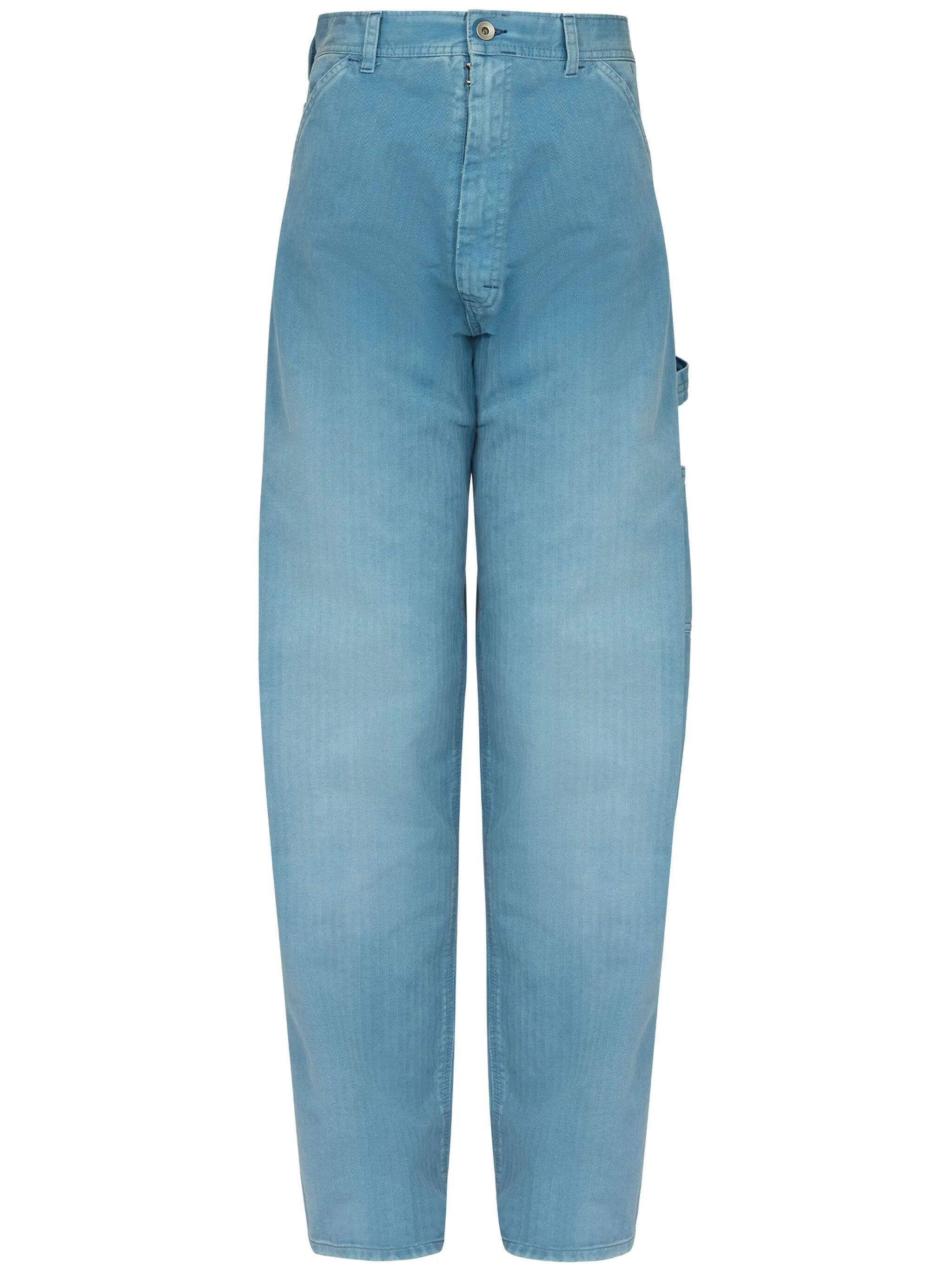 Maison Margiela o1w1db10226 Embroidered-Logo Drop-Crotch Wide-leg Jeans Size US 30 / EU 46 - 1 Thumbnail