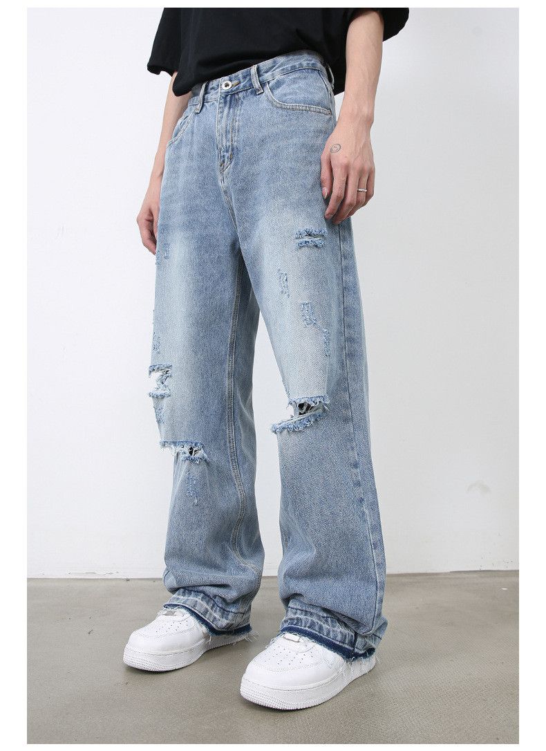 Japanese Brand American retro high street men's versatile ripped jeans Size US 32 / EU 48 - 6 Thumbnail
