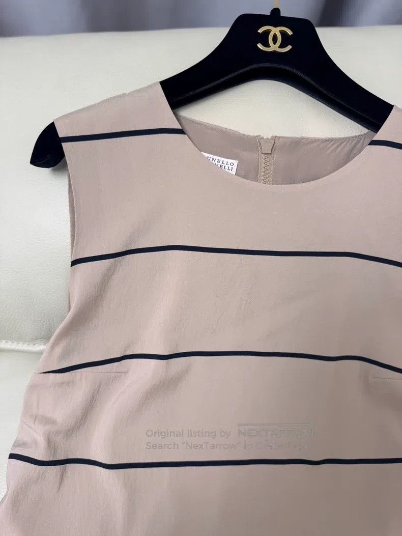 Brunello Cucinelli Brunello Cucinelli Striped Silk Dress Size M / US 6-8 / IT 42-44 - 4 Thumbnail