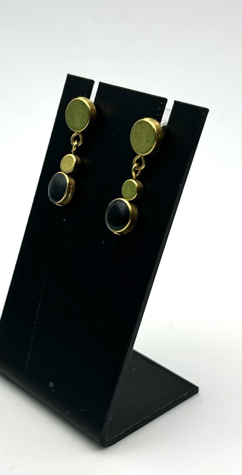 Other Vintage Geometric Gold Drop Earrings w Black Circle Detail Size ONE SIZE - 2 Thumbnail