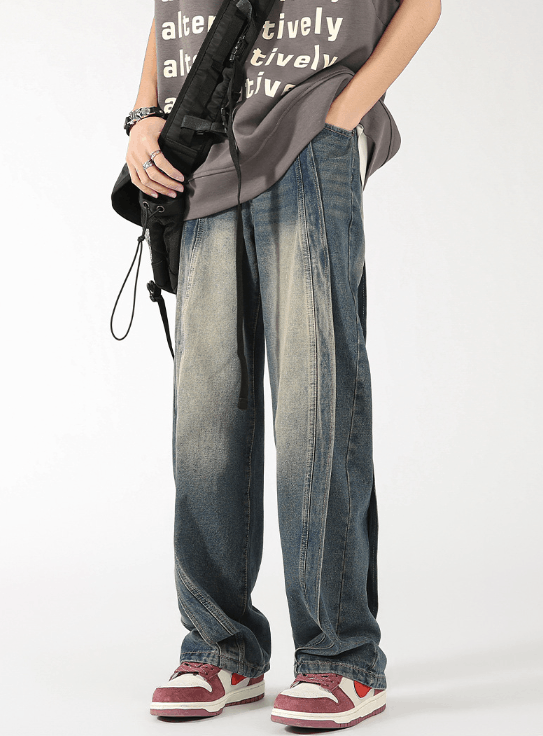 Japanese Brand American men's loose wide-leg patchwork scimitar jeans Size US 32 / EU 48 - 4 Thumbnail