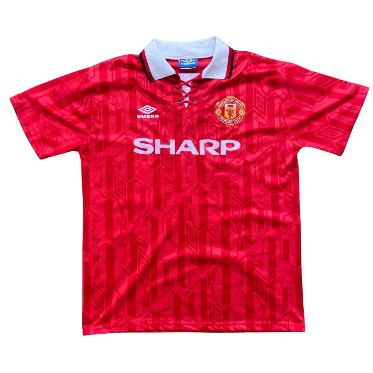 image of Vintage 90's David Beckham Manchester United Football Jersey in Red, Men's (Size XL)