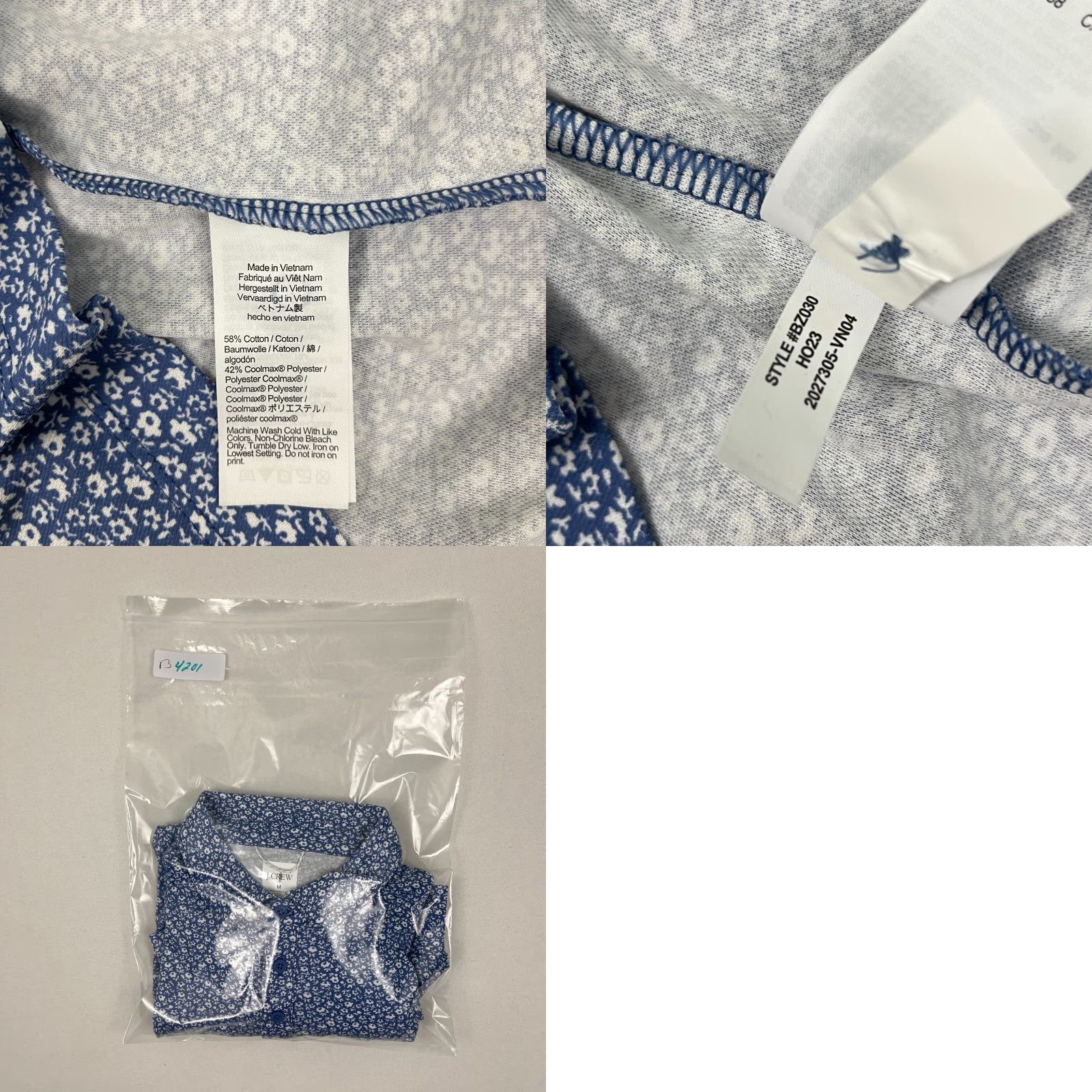 J.Crew J. Crew Oarsman Polo Shirt Mens M Blue White Floral Spring Field Stretch BZ030 Polo Shirt Mens Blue Floral Spring Field Stretch BZ030 Size US M / EU 48-50 / 2 - 8 Thumbnail