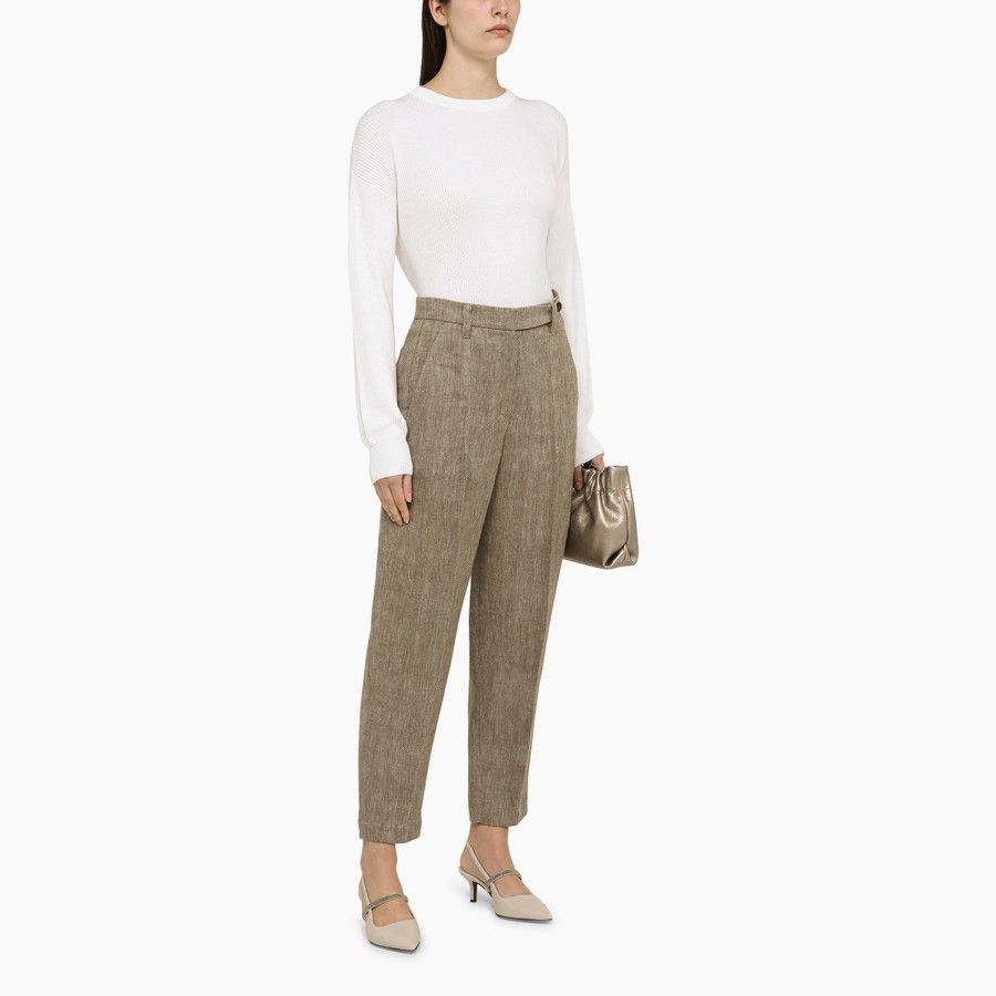 Brunello Cucinelli o1d2blof0824 Linen Trousers in Tobacco Size 28" / US 6 / IT 42 - 2 Thumbnail