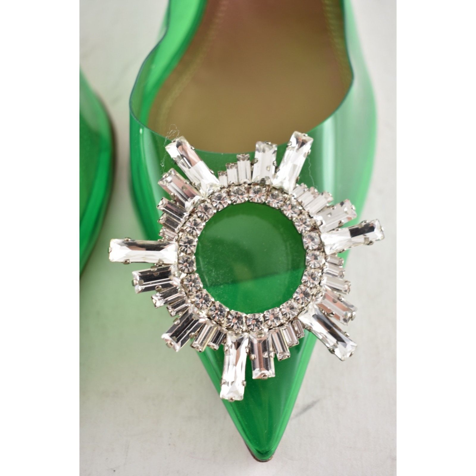 Amina Muaddi Amina Muaddi 95 Begum Glass PVC Green Clear Sling Size US 7 / IT 37 - 8 Thumbnail