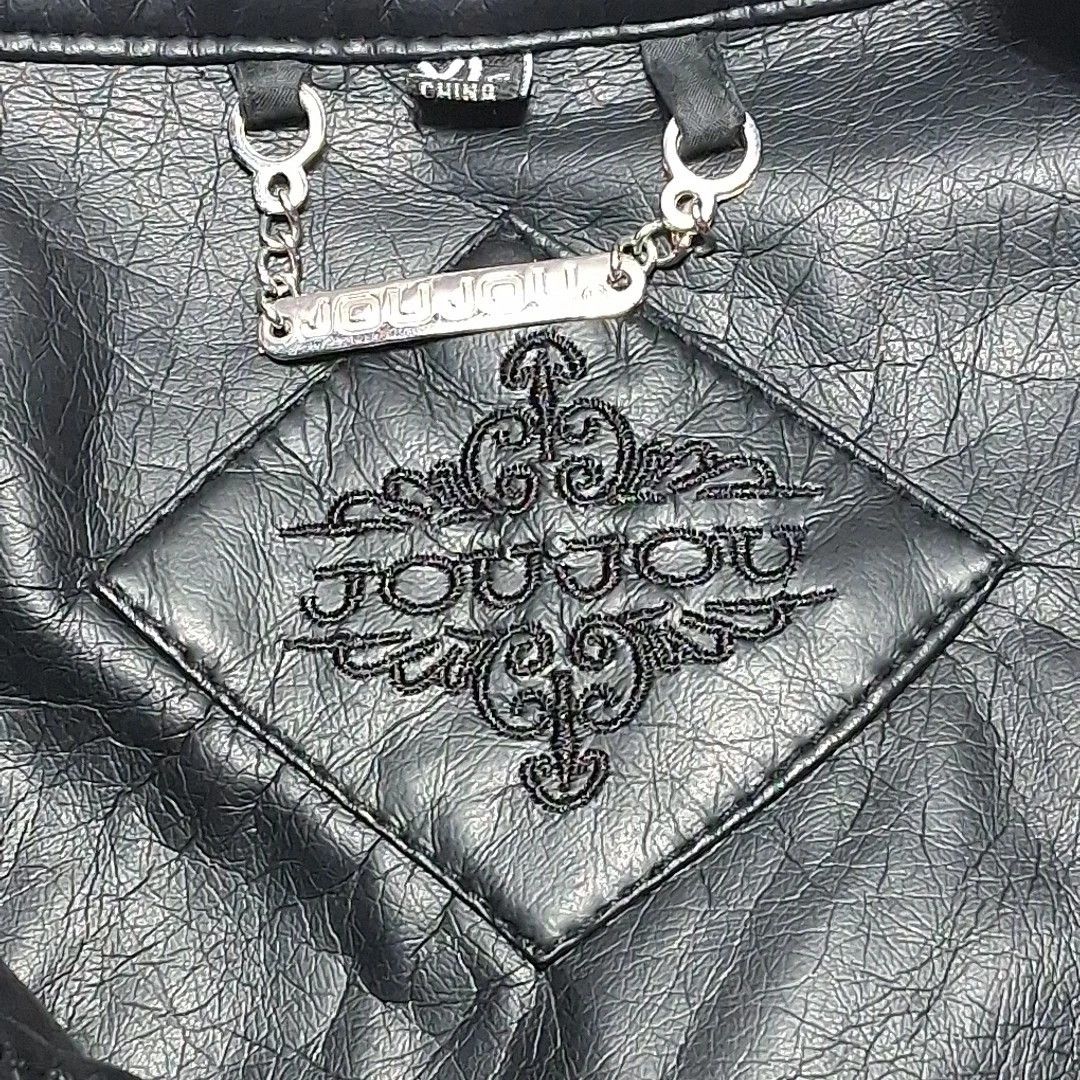 Other J2 By Jou Jou Black Faux Leather Cropped Bomber Jacket Size XL / US 12-14 / IT 48-50 - 4 Thumbnail