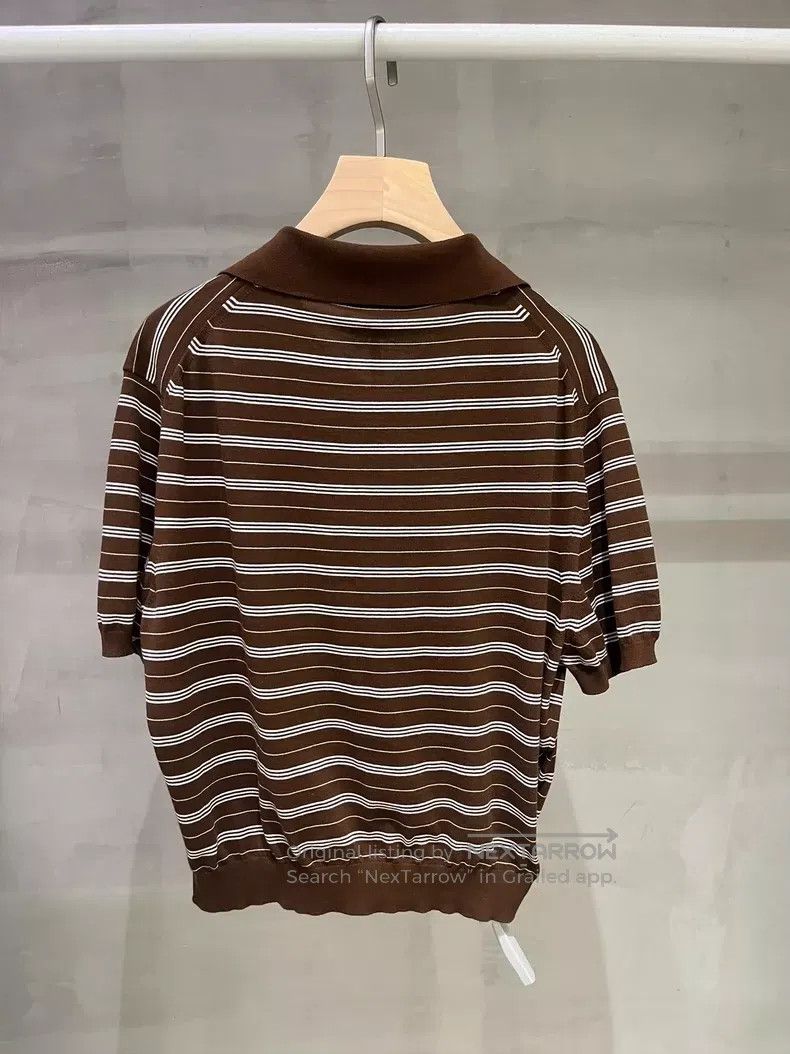 Miu Miu Miu Miu 40 Retro striped lapel short sleeve knit top Size L / US 10 / IT 46 - 2 Thumbnail