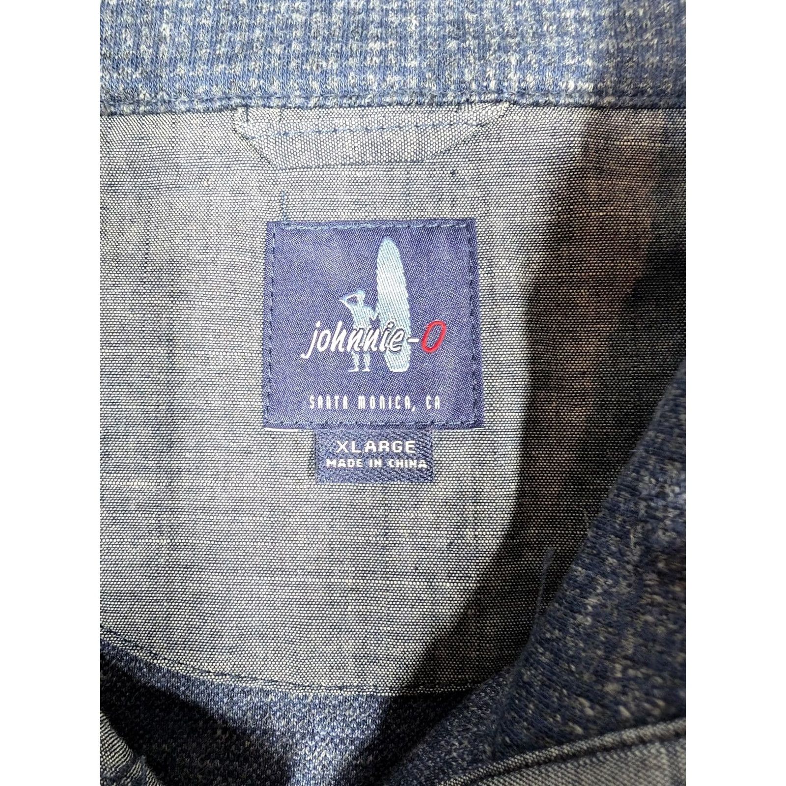 johnnie-O johnnie-O Pullover Mens XL Blue Heather Waffle Knit Button Mock Neck Sweater Size US XL / EU 56 / 4 - 5 Thumbnail