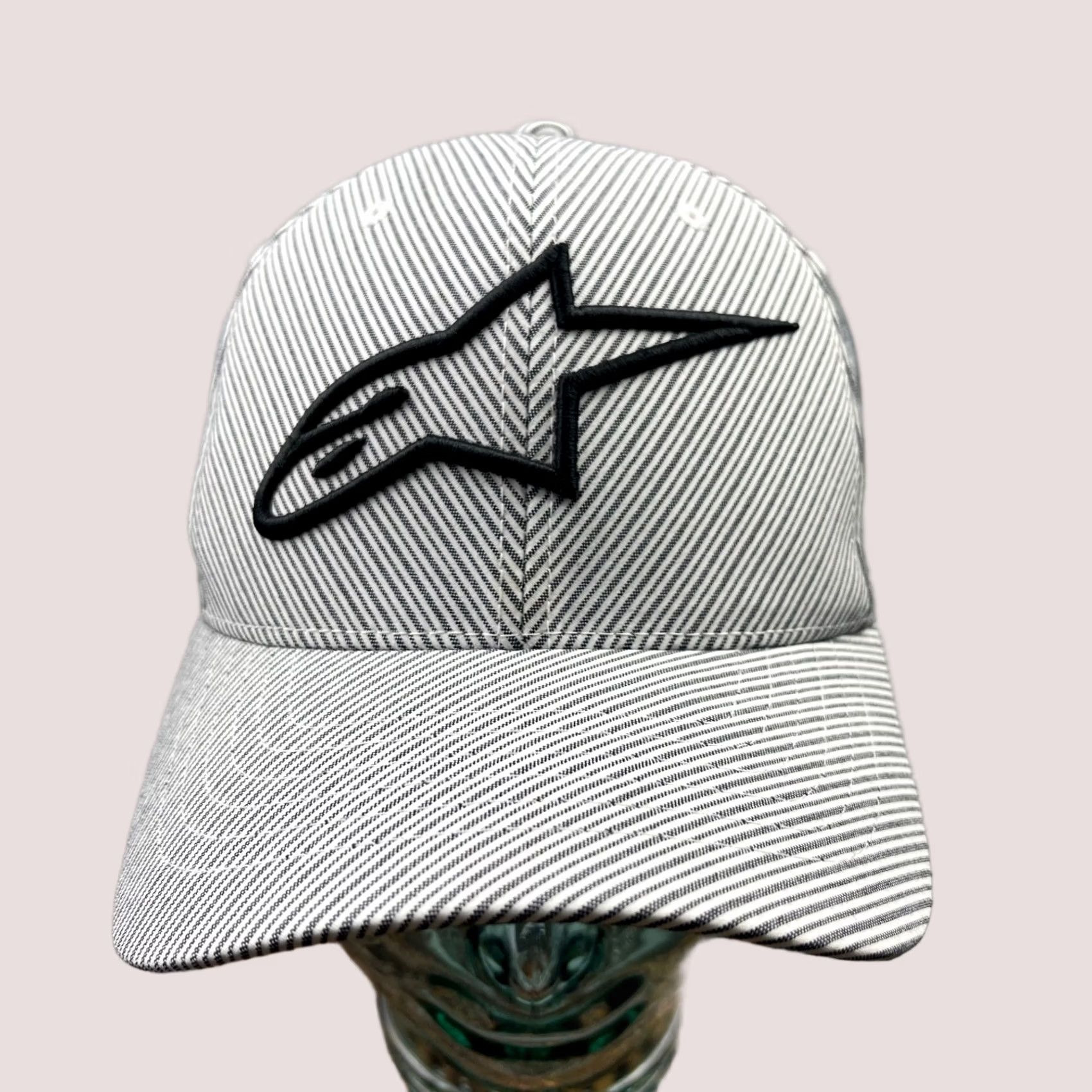 Alpinestars VINTAGE Alpinestars Hat Cap Mens Small Medium Striped Baseball Cap Gray M Mens Men Casual Striped Riding Motocross Y2K Accessories Hat Size ONE SIZE - 1 Thumbnail