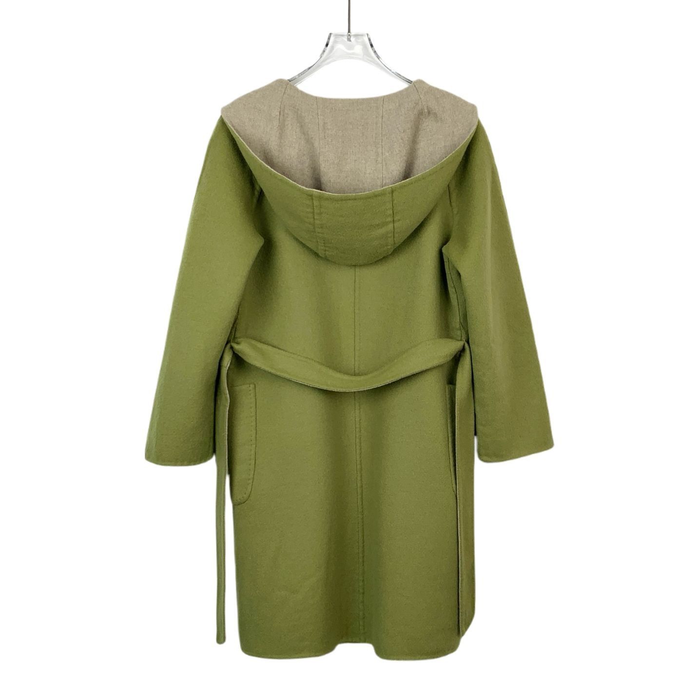 Max Mara MaxMara Green & Beige Reversible Wool Hooded Coat Size 36 Size XS / US 0-2 / IT 36-38 - 2 Thumbnail