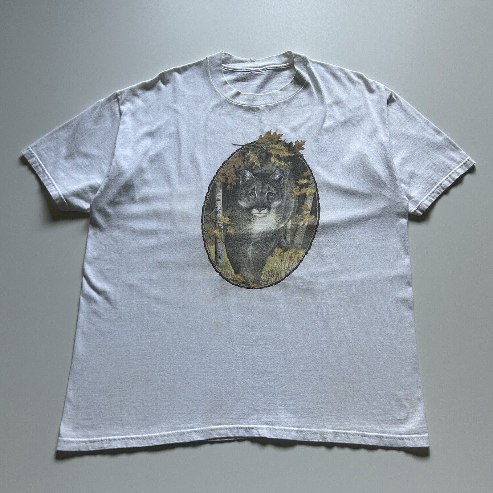 Vintage Vintage 90s Mountain Lion Animal Art Graphic T Shirt 2XL Size US XXL / EU 58 / 5 - 1 Thumbnail
