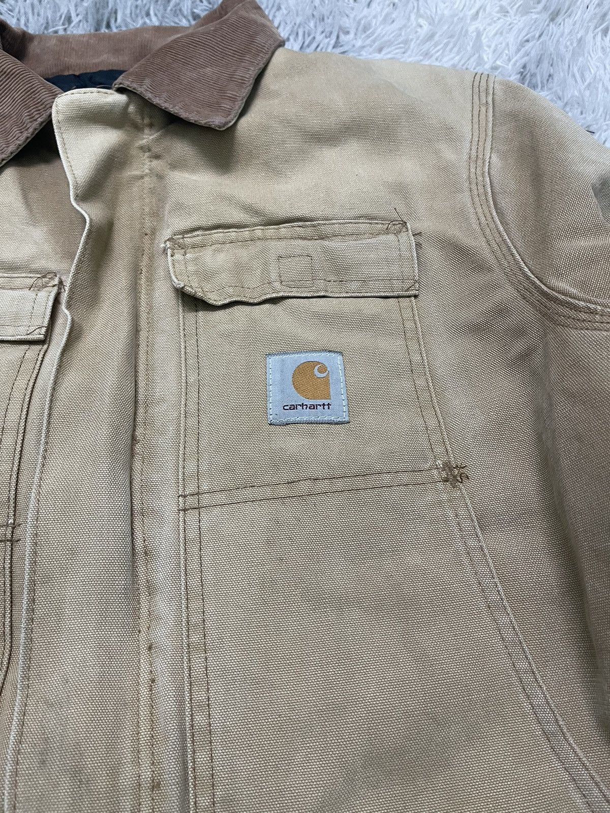 Carhartt VINTAGE CARHARTT KHAKI NICELY FADED QUILTED LINEN RARE Size US L / EU 52-54 / 3 - 8 Thumbnail