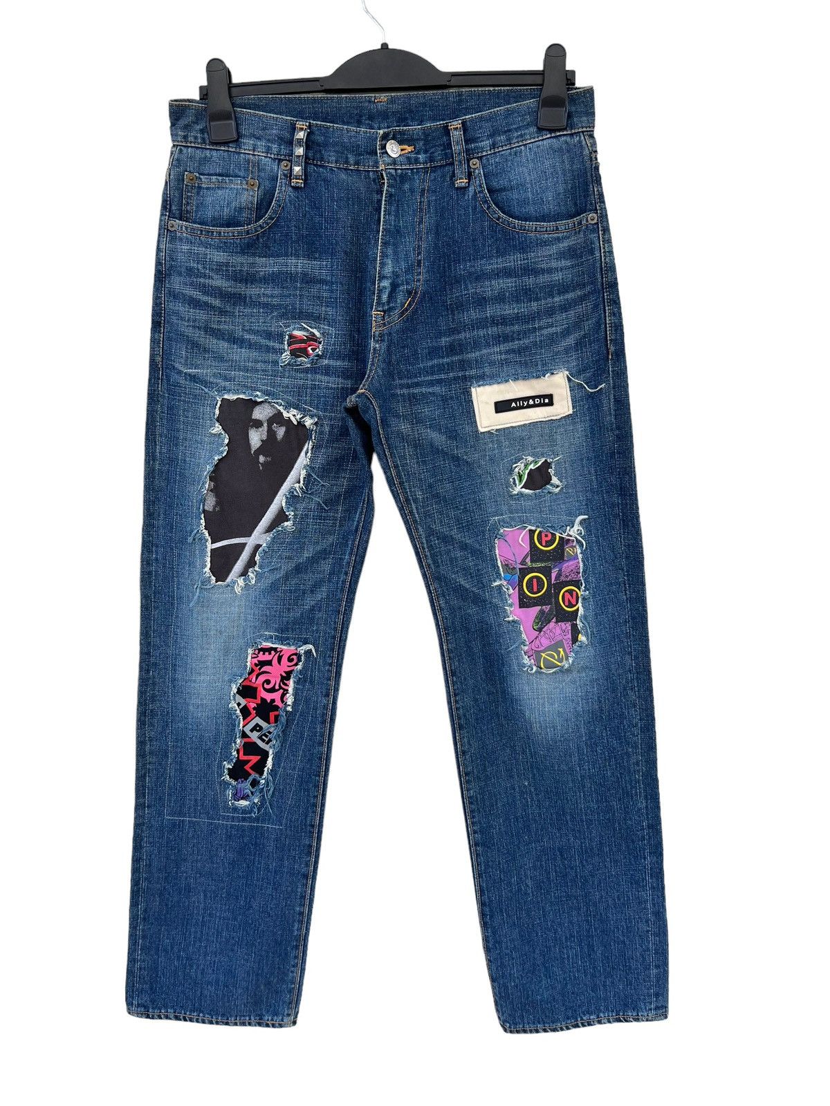 Vintage ALLY & DIA Japan Ripped Patchwork Rivets Denim Size US 31 - 6 Thumbnail