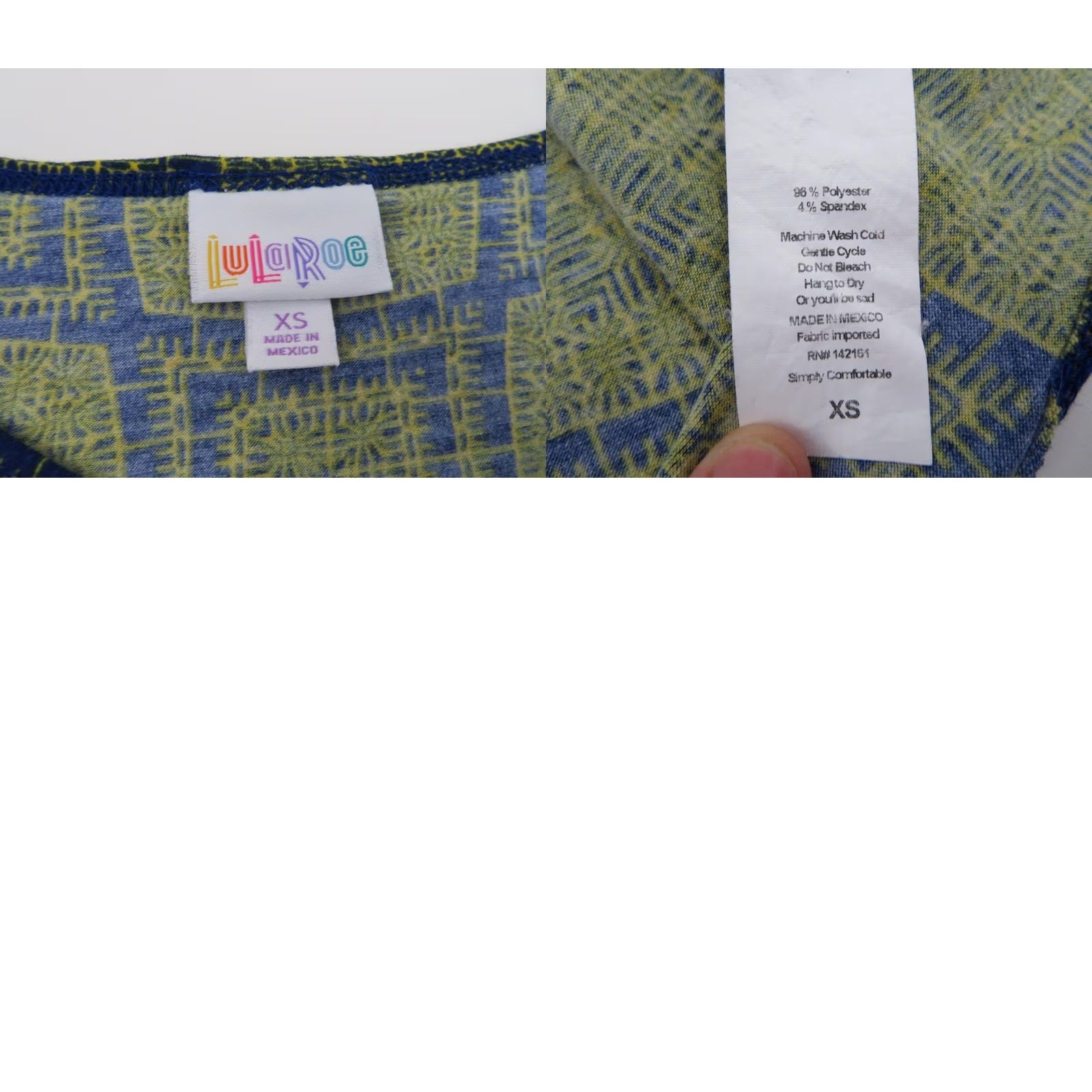 Vintage LuLaRoe Women's Irma Shirt Tunic XS Blue Green Unicorn Geometric Polyester Size XS / US 0-2 / IT 36-38 - 8 Thumbnail